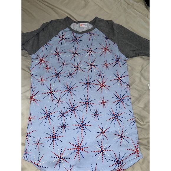 Lot Of 10 LuLaRoe Irma Azure Randy Shirt Skirt Tee Soft Patriotic Geometric - Picture 8 of 11